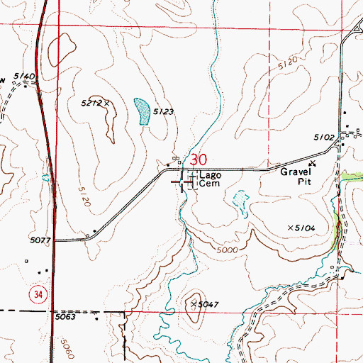 Topographic Map of Lago Cemetery, ID