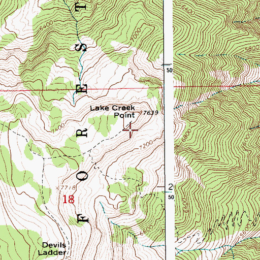 Topographic Map of Lake Creek Point, ID