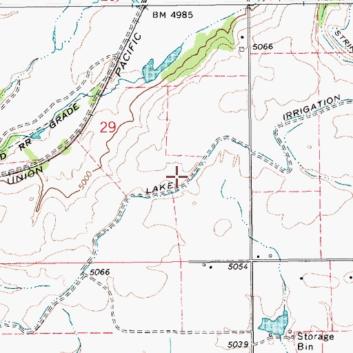 Topographic Map of Lake Irrigation District Canal, ID