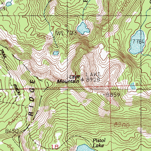 Topographic Map of Lake Mountain, ID