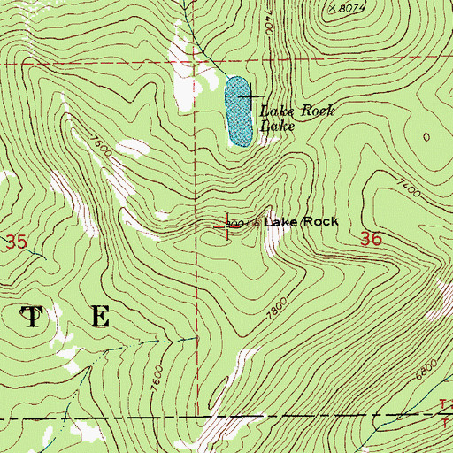 Topographic Map of Lake Rock, ID
