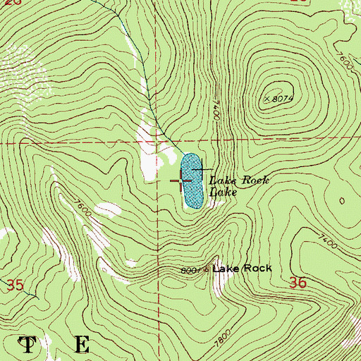 Topographic Map of Lake Rock Lake, ID