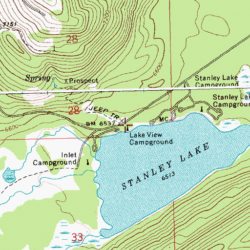 Topographic Map of Lake View Campground, ID