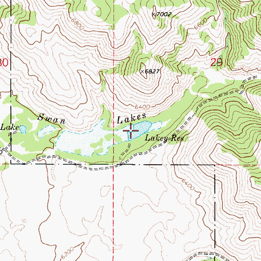 Topographic Map of Lakey Reservoir, ID
