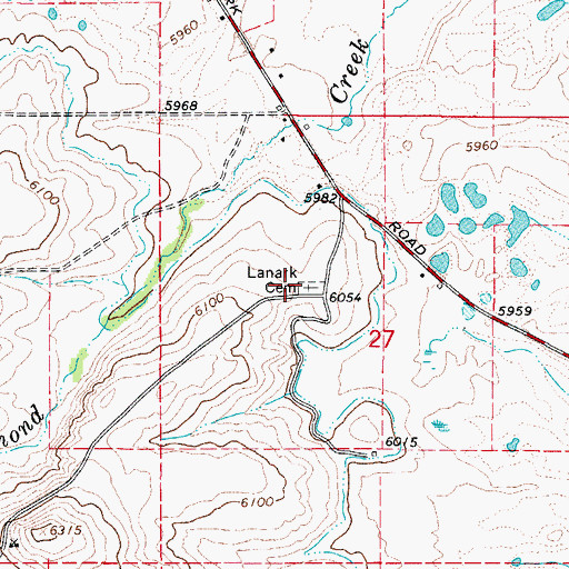 Topographic Map of Lanark Cemetery, ID