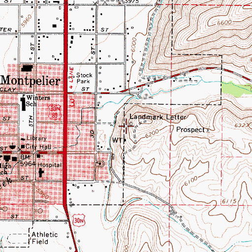 Topographic Map of Landmark Letter, ID