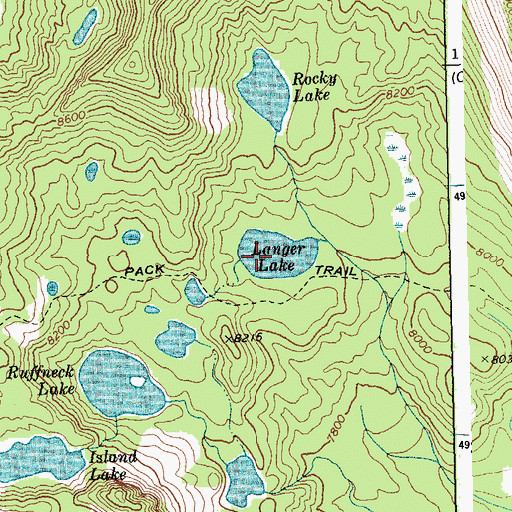 Topographic Map of Langer Lake, ID
