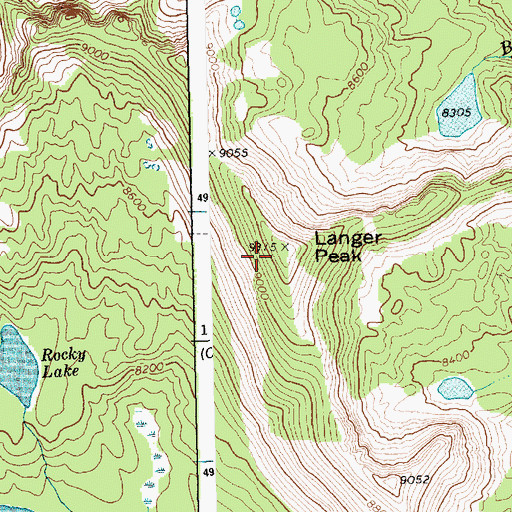 Topographic Map of Langer Peak, ID