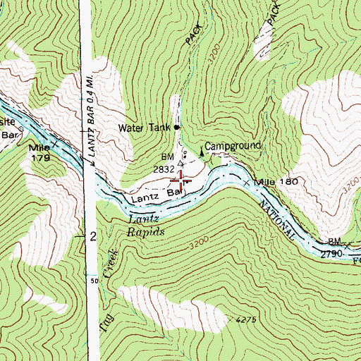 Topographic Map of Lantz Bar, ID