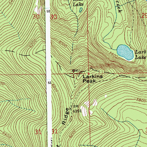 Topographic Map of Larkins Peak, ID