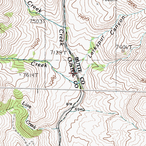 Topographic Map of Larkspur Canyon, ID