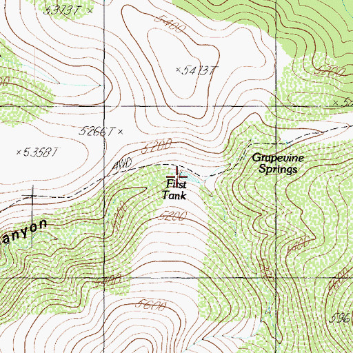 Topographic Map of First Tank, AZ