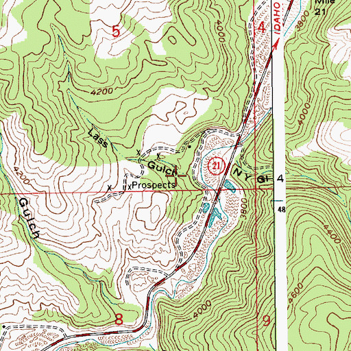 Topographic Map of Lass Gulch, ID