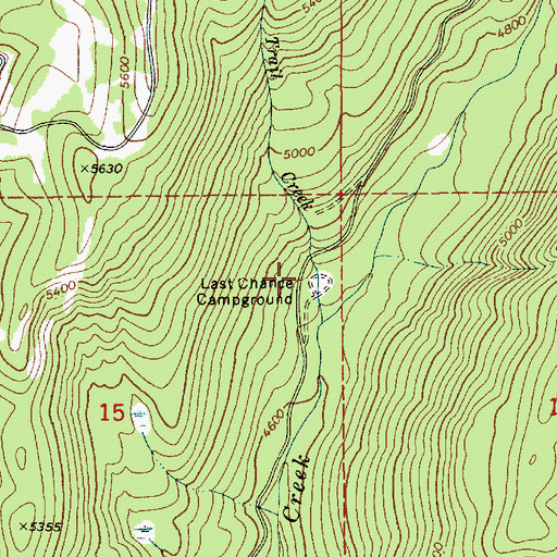 Topographic Map of Last Chance Campground, ID