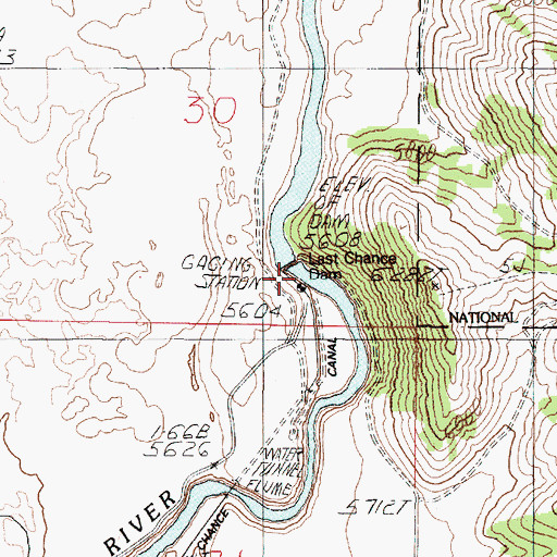 Topographic Map of Last Chance Dam, ID