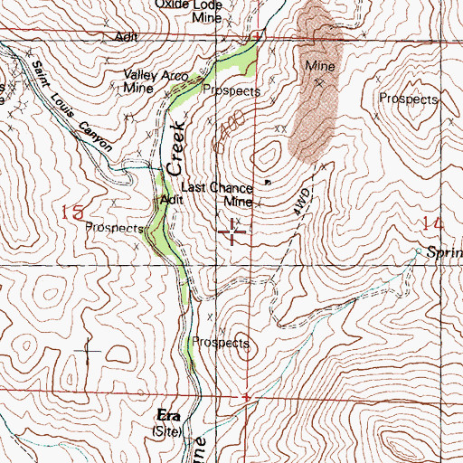Topographic Map of Last Chance Mine, ID