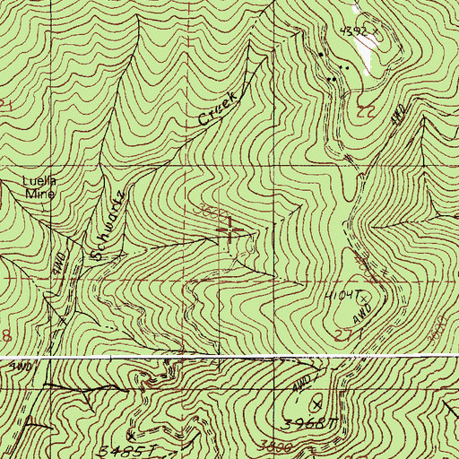 Topographic Map of Last Chance Mine, ID