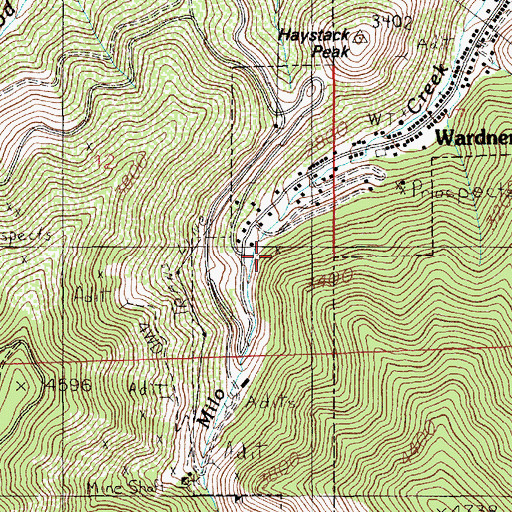 Topographic Map of Last Chance Mine, ID