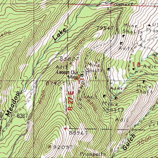 Topographic Map of Latest Out Mine, ID
