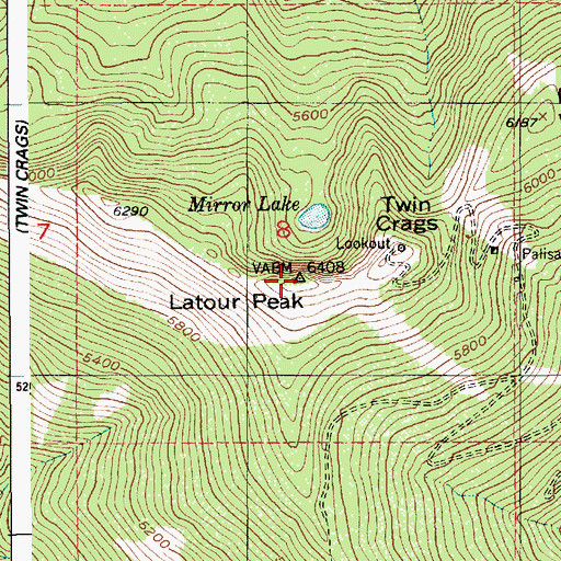 Topographic Map of Latour Peak, ID