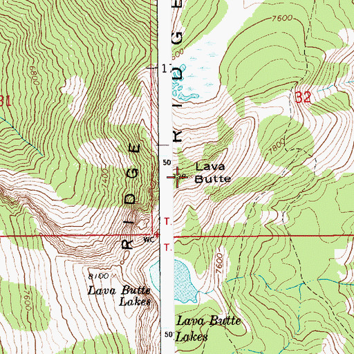 Topographic Map of Lava Butte, ID