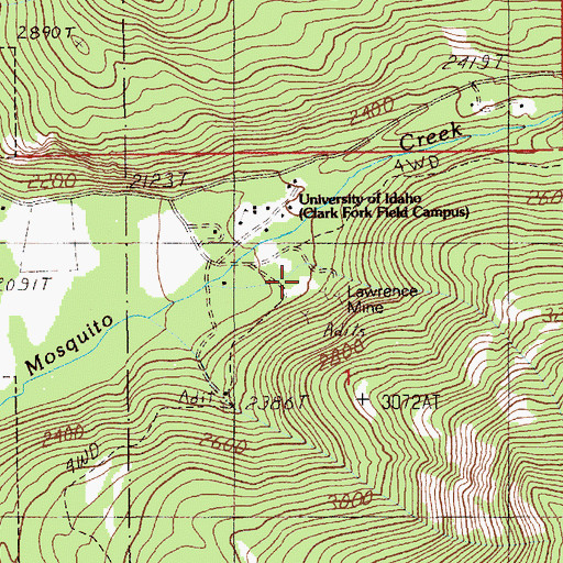 Topographic Map of Lawrence Mine, ID