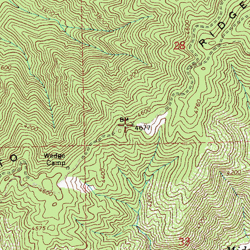 Topographic Map of Lean-To Ridge, ID