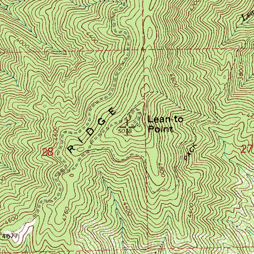 Topographic Map of Lean-to Point, ID