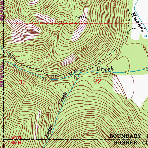 Topographic Map of Ledge Creek, ID
