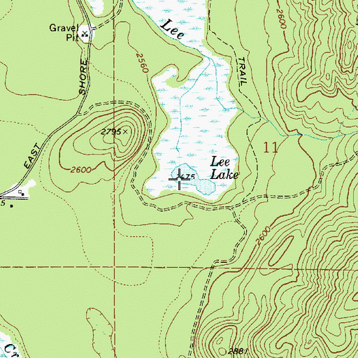 Topographic Map of Lee Lake, ID