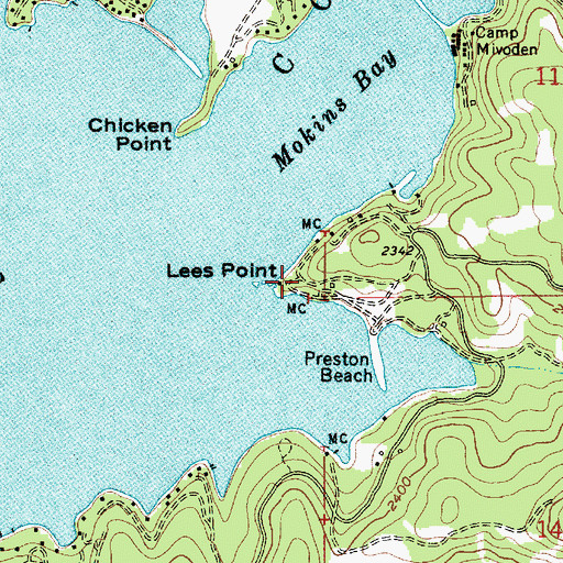 Topographic Map of Lees Point, ID