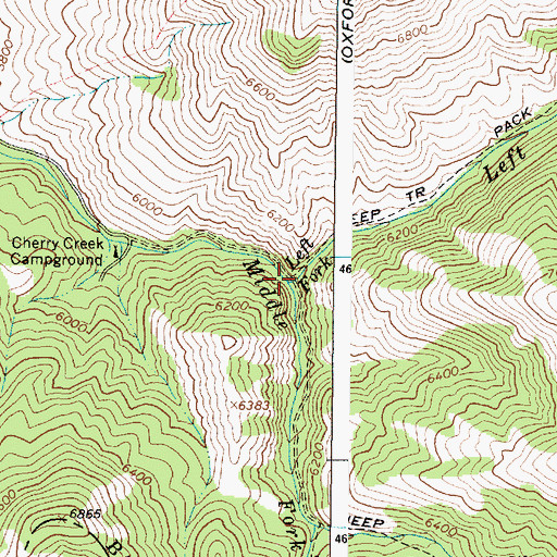 Topographic Map of Left Fork Cherry Creek, ID