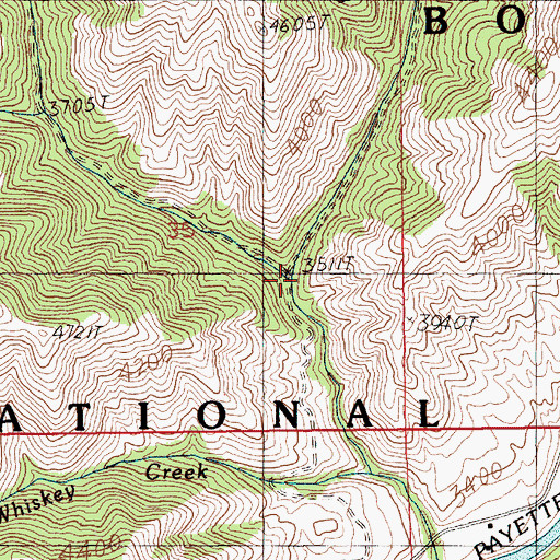 Topographic Map of Left Fork Danskin Creek, ID