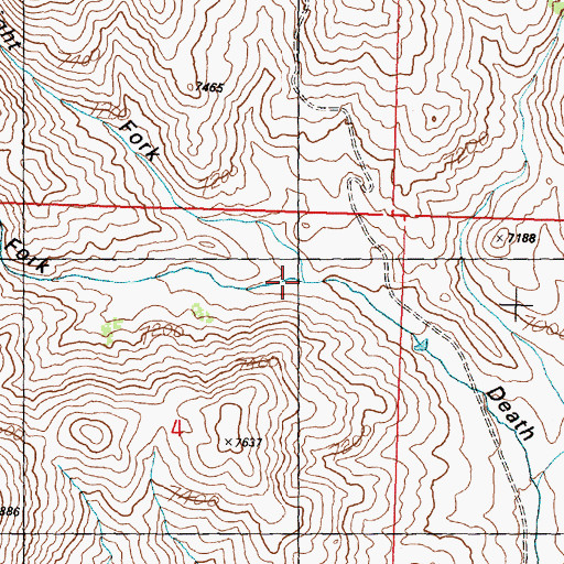 Topographic Map of Left Fork Death Canyon, ID