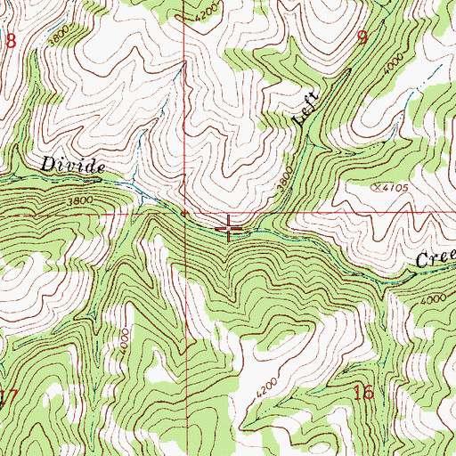 Topographic Map of Left Fork Divide Creek, ID
