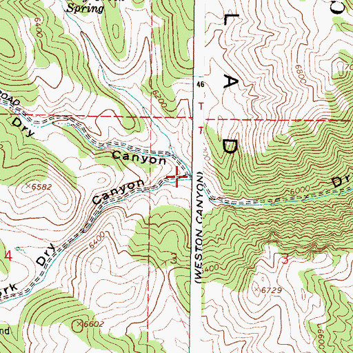 Topographic Map of Left Fork Dry Canyon, ID