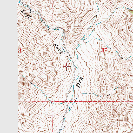 Topographic Map of Left Fork Dry Creek, ID