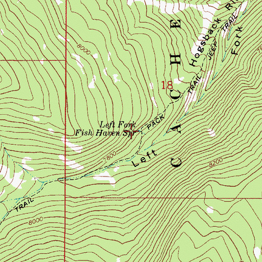 Topographic Map of Left Fork Fish Haven Spring, ID