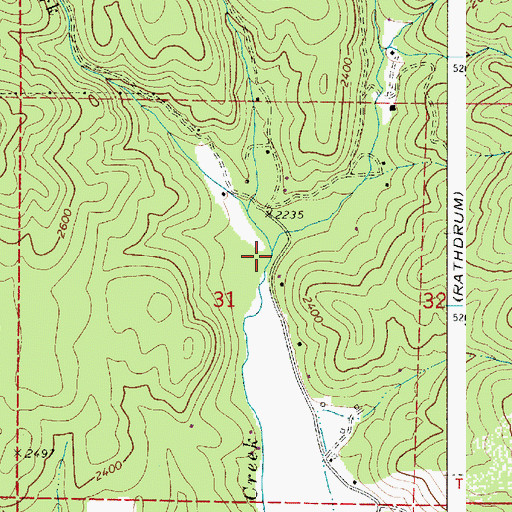 Topographic Map of Left Fork Hauser Creek, ID