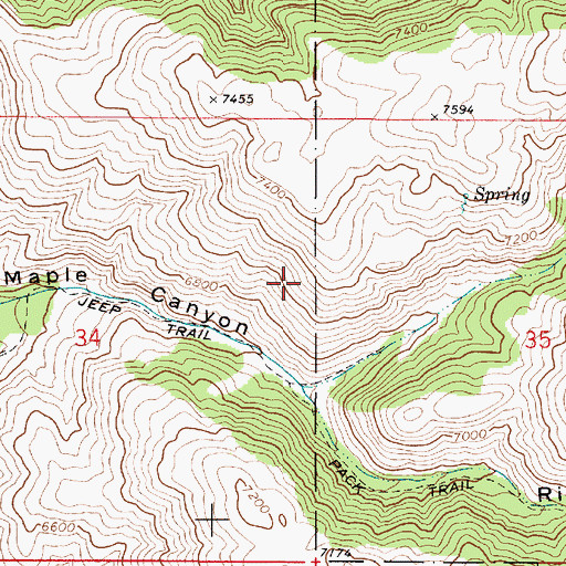 Topographic Map of Left Fork Maple Canyon, ID
