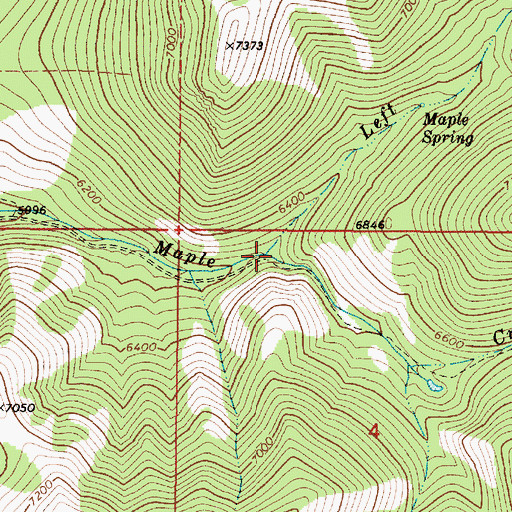 Topographic Map of Left Fork Maple Creek, ID