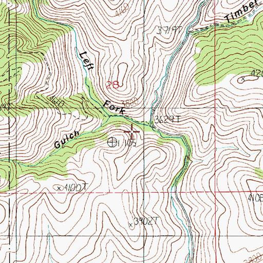 Topographic Map of Left Fork North Hornet Creek, ID