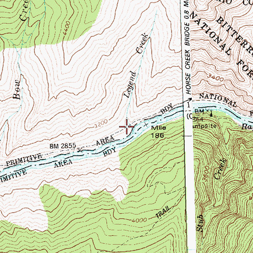 Topographic Map of Legend Creek, ID