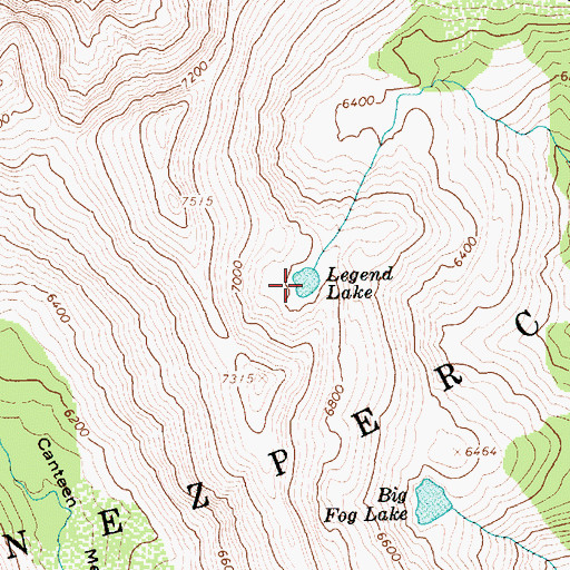 Topographic Map of Legend Lake, ID