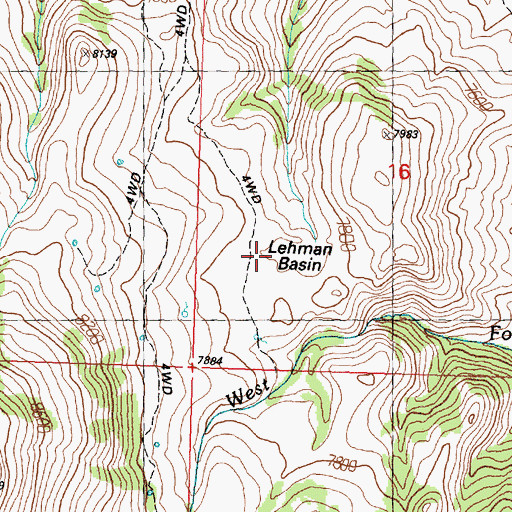 Topographic Map of Lehman Basin, ID