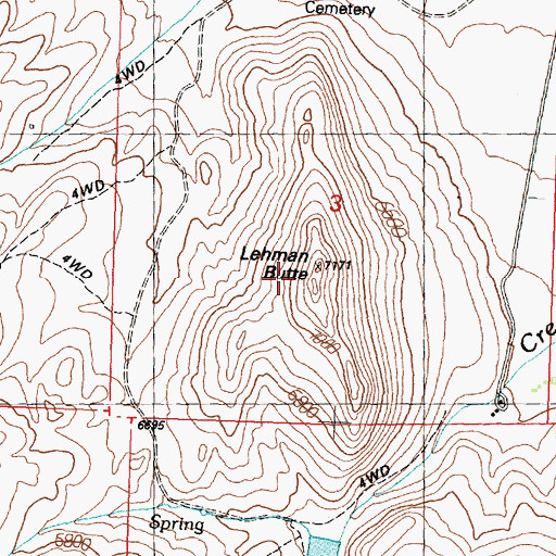 Topographic Map of Lehman Butte, ID