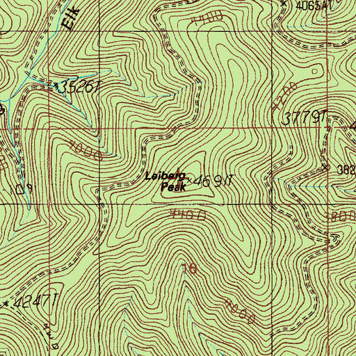 Topographic Map of Leiberg Peak, ID