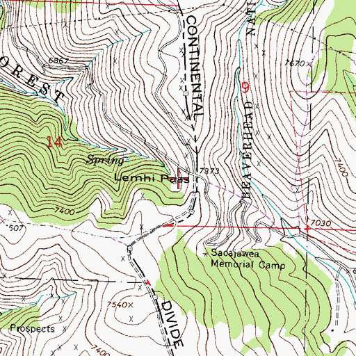 Topographic Map of Lemhi Pass, ID