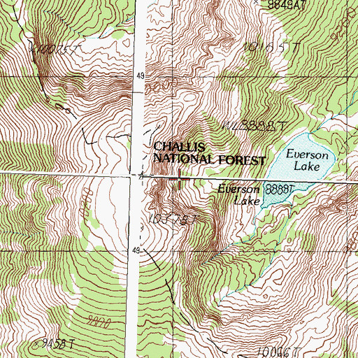 Topographic Map of Lemhi Range, ID