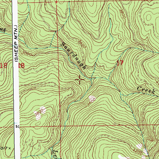 Topographic Map of Len Creek, ID